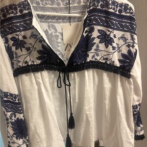 Zara Women's Unique ZARA Embroidered Boho Blouse – NWT – Brought from France